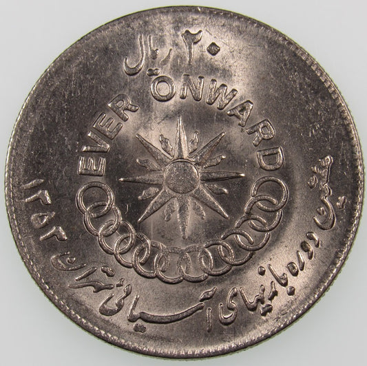 IRAN. Kingdom. Mohammad Reza, 1941-1979. 20 Rials. "7th Asian Games." Tehran, SH1353 (1974). KM-1196. UNC.